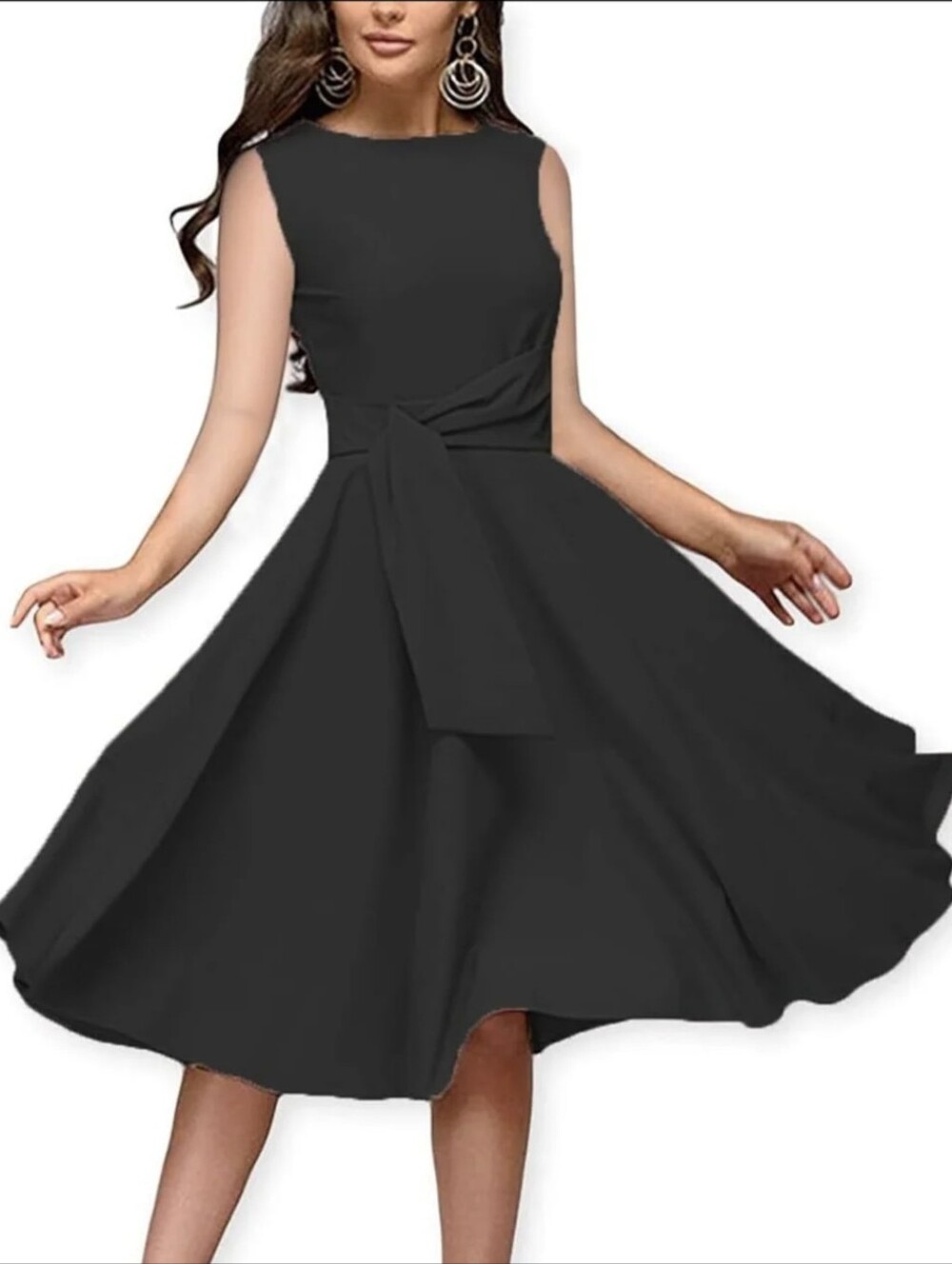 FENGAR | side tie a line swing dress